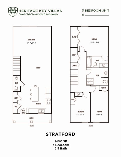 a floor plan of two different floor plans of a building